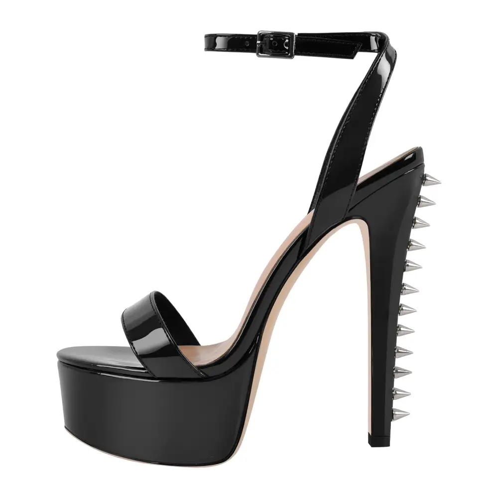 Platform Rivet Ankle Strap Stiletto Sandals