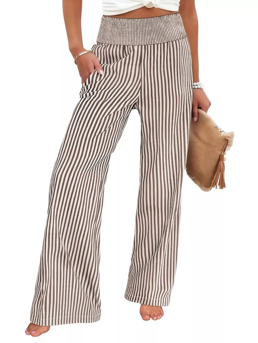 Refined Striped Wide Leg Pants