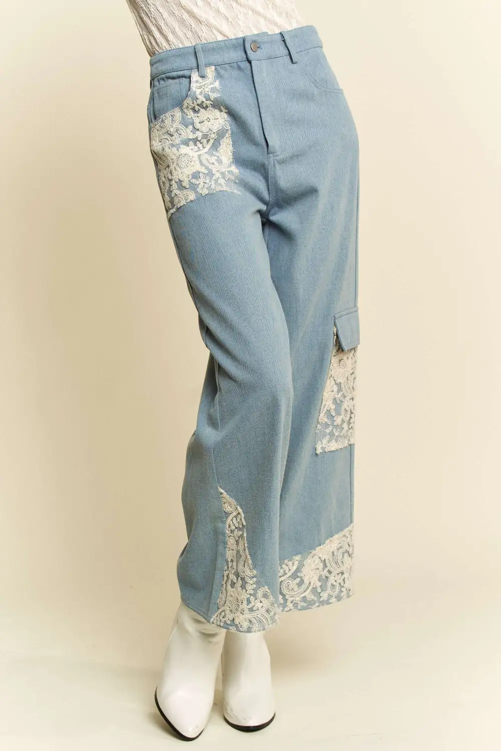 Ribbed Tiered Denim Jeans