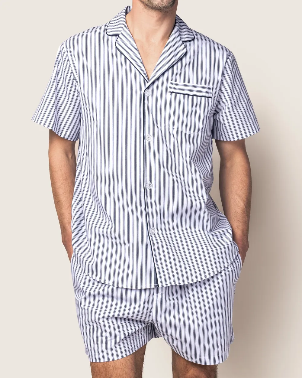 Ticking Stripe Twill Pajama Short Set