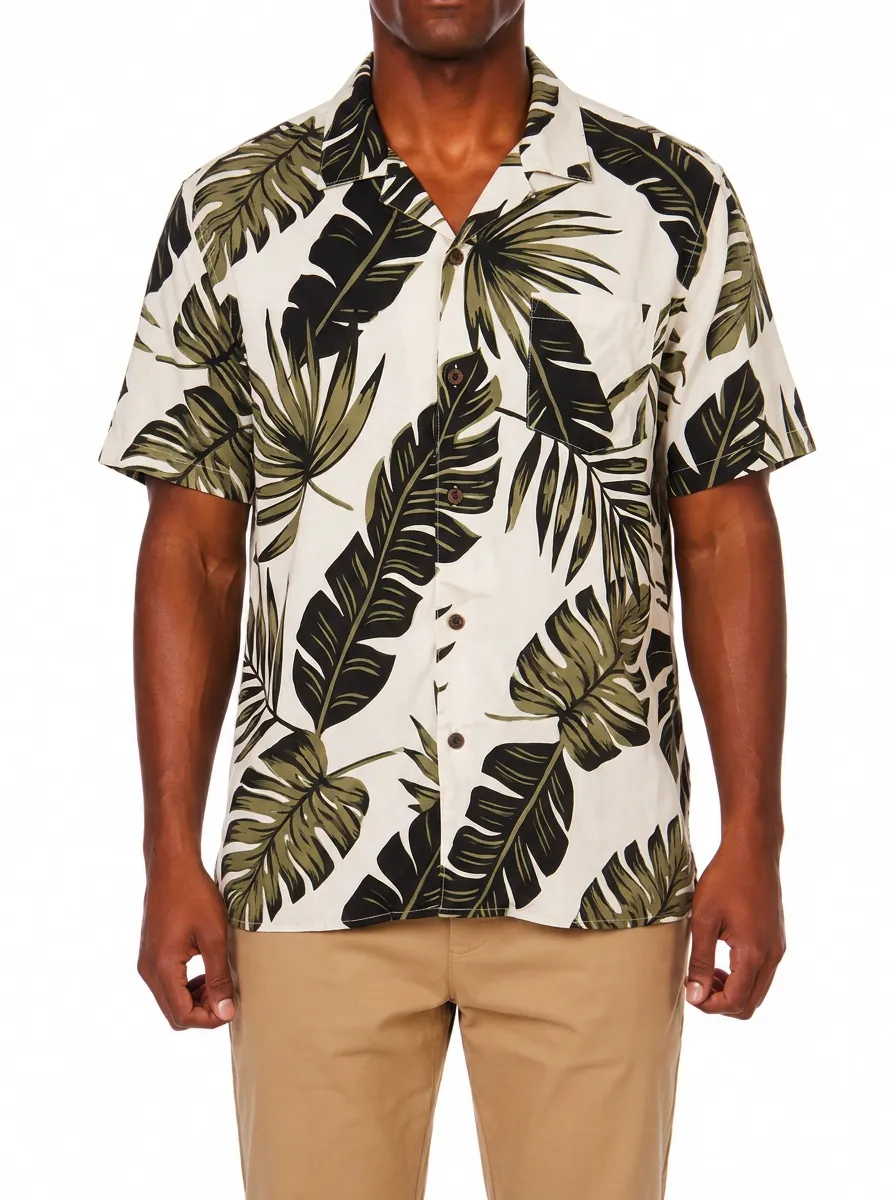 Men's Summer Tropical Summer Vacation Leaf Printed Shirt