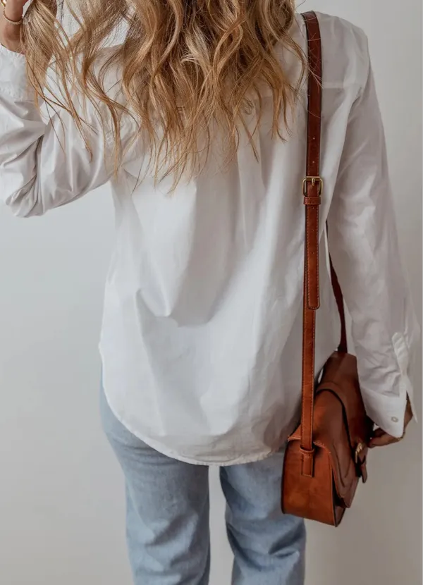 Lace Trim Collared Turn-down Collar Shirt Blouse