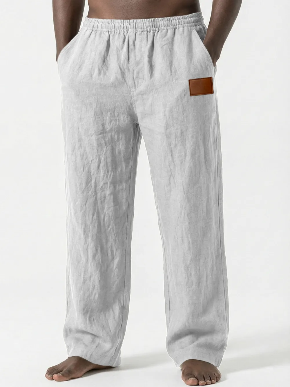 Linen Blend Seamed Detail Pants