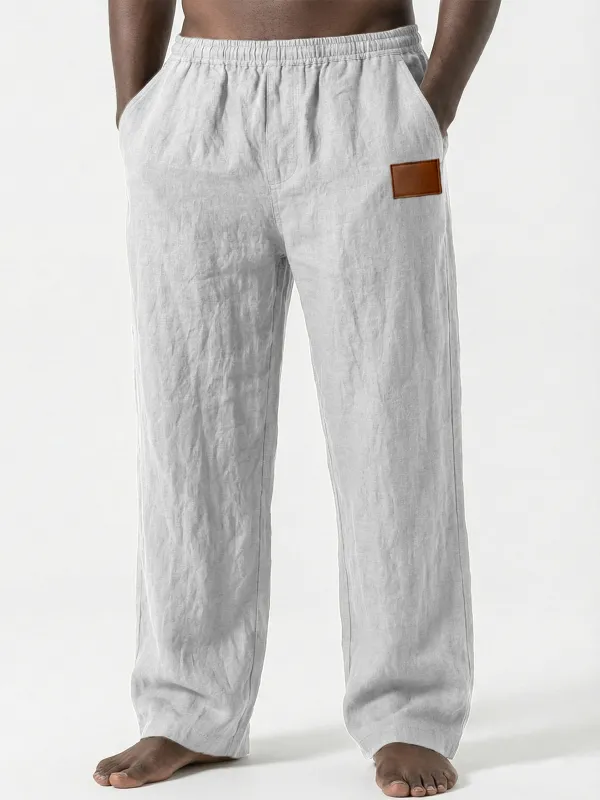 Linen Blend Seamed Detail Pants