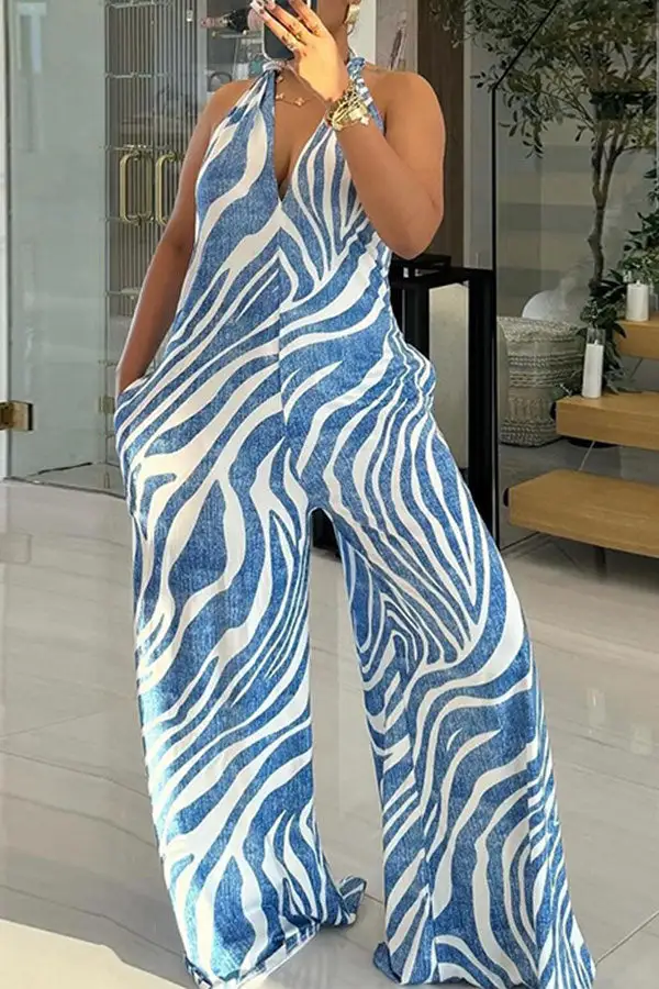 Halter Wide-Leg Sleeveless Jumpsuit