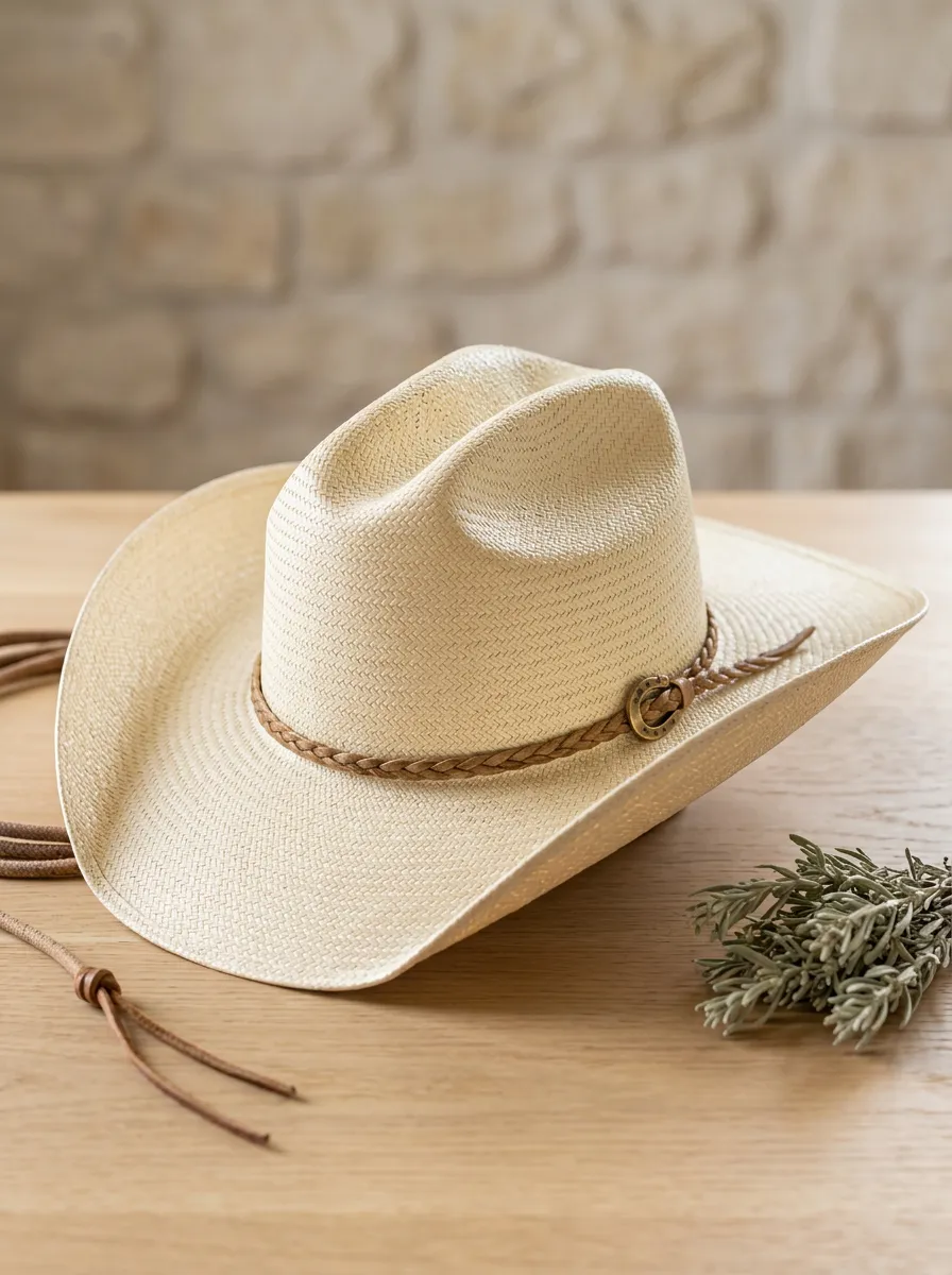 Unisex Braided Band Trim Straw Cowboy Hat