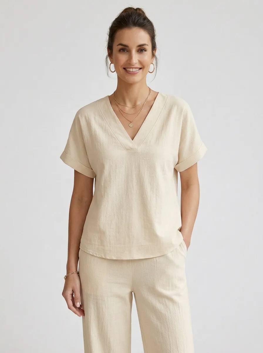 Weekend Relaxed Women's V-Neck Casual Lounge Set