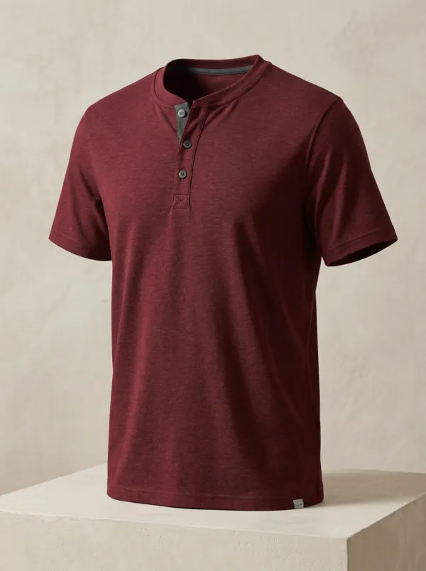 Refined Button-Placket Men's Short-Sleeve Henley Shirt