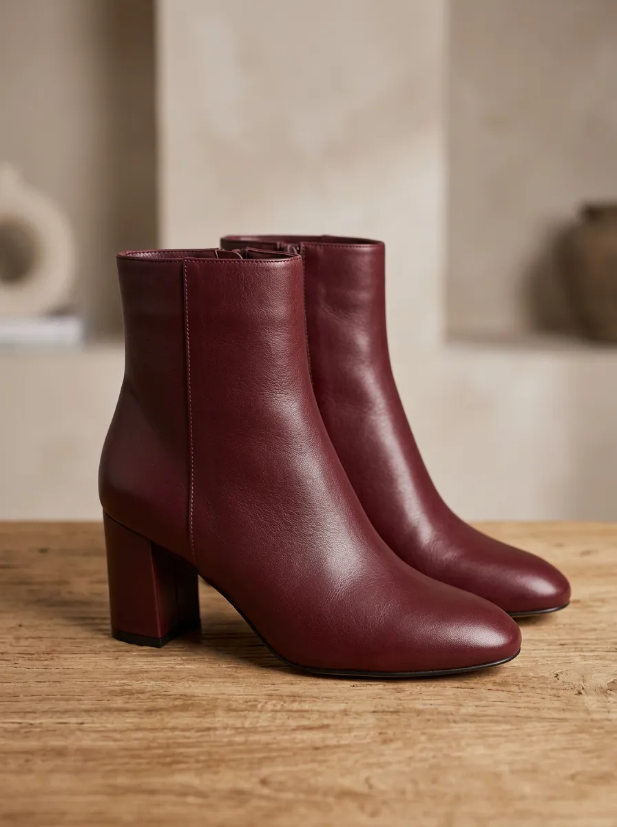 Refined Leather-Look Women's High-Heel Ankle Boots