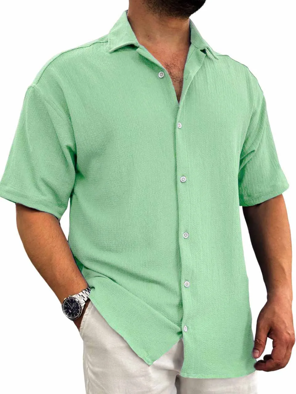 Layered Short Sleeve Button Front Shirt