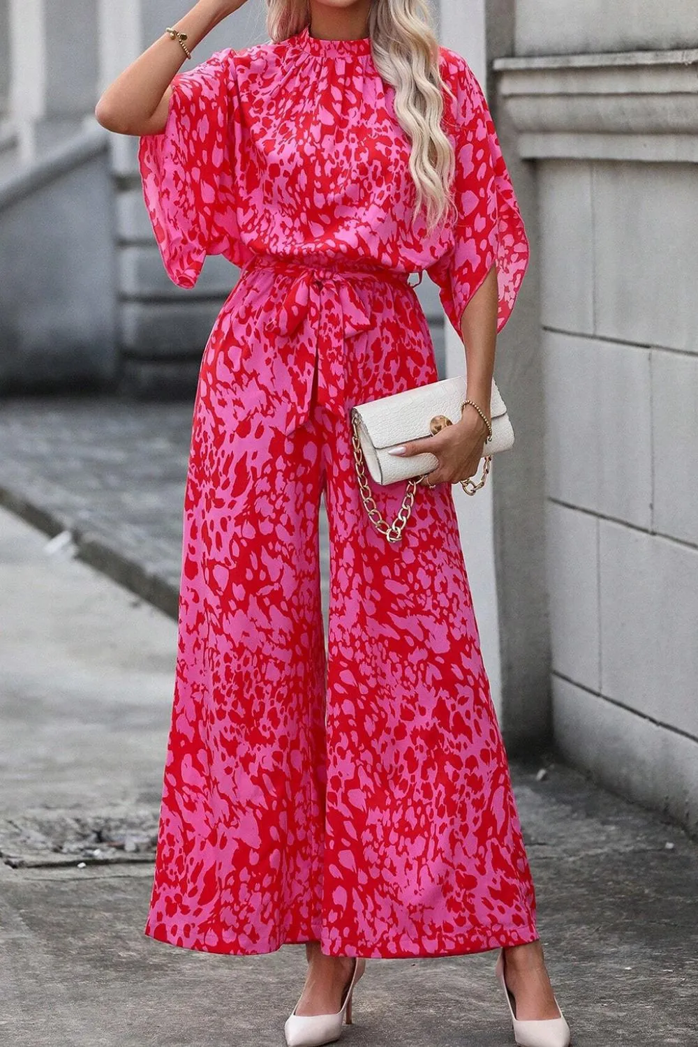 Belted Wide Leg Jumpsuit