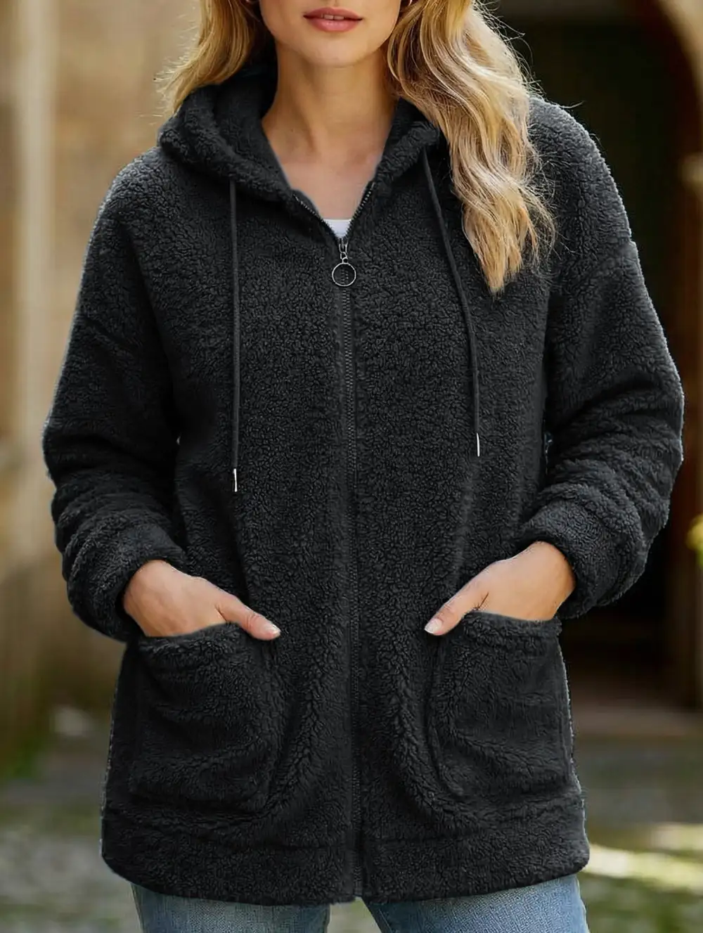 Zipper Cardigan Loose Top Coat