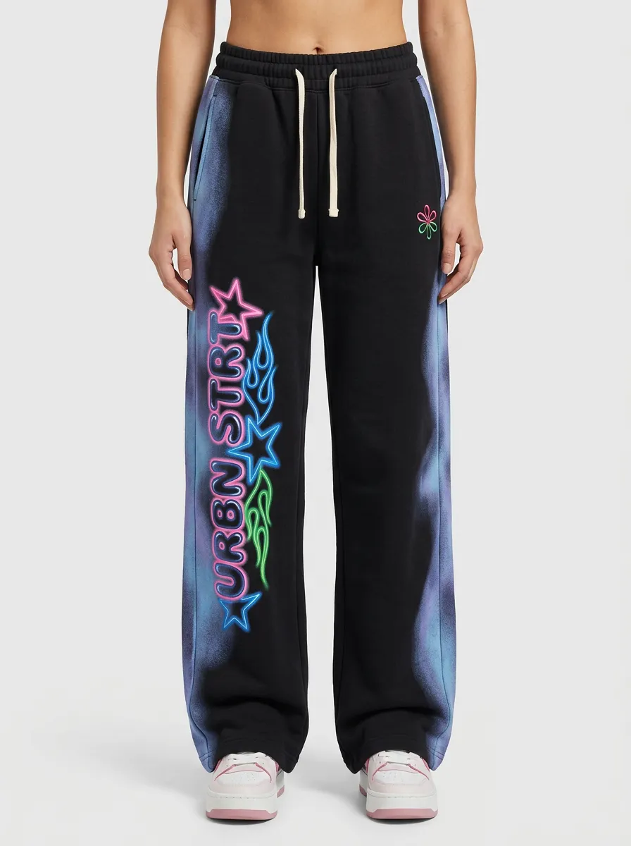 Unisex Streetwear Flame Star Sweatpants