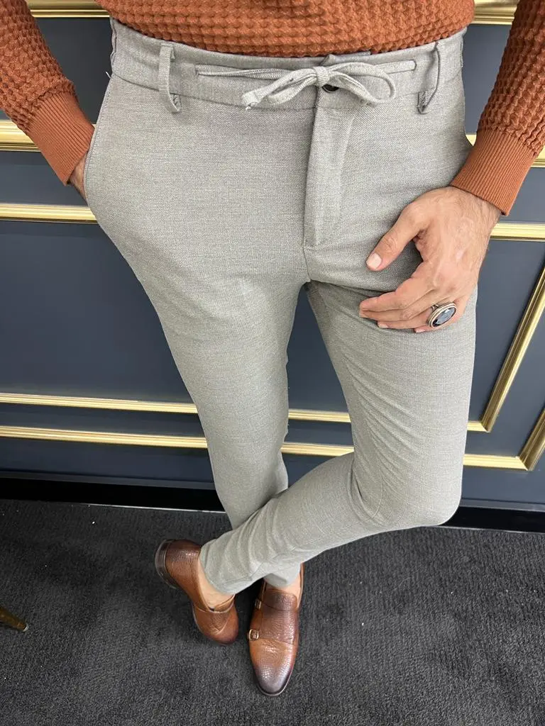 Modern Rope Detail Slim Fit Tailored Trousers