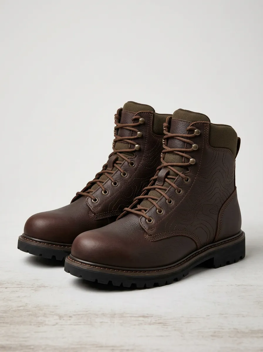 Men's Trail Style Hiking Topographic Map Work Boots