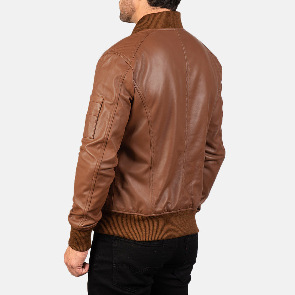 Men's Minimal Bomber Leather Jacket