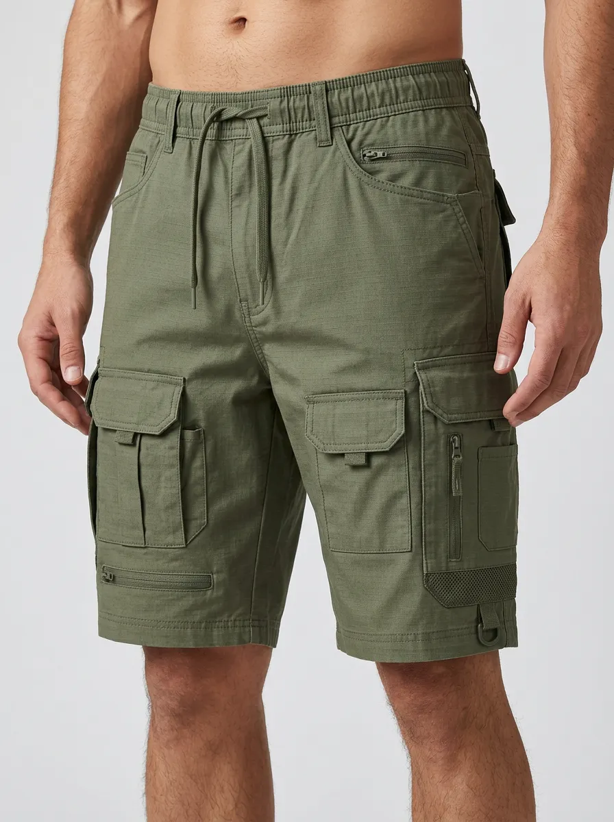 Men's Drawstring Waist Elastic Waist Cargo Shorts