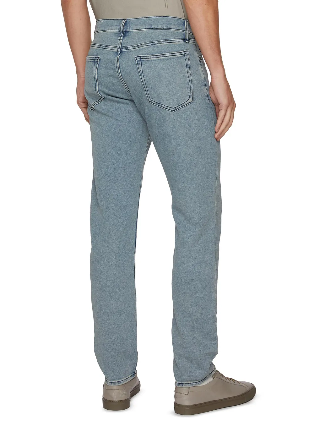 Simple Straight-Cut Soft Light Blue Cottom Jeans