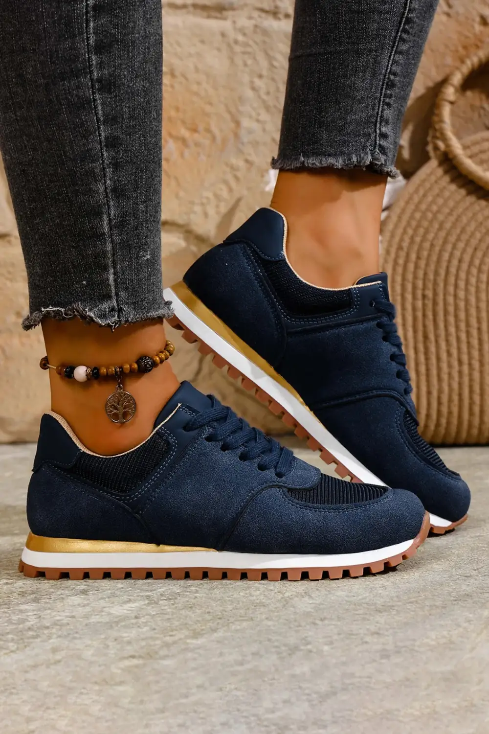 Faux Suede Patchwork Casual Sneakers