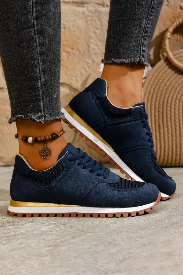 Faux Suede Patchwork Casual Sneakers