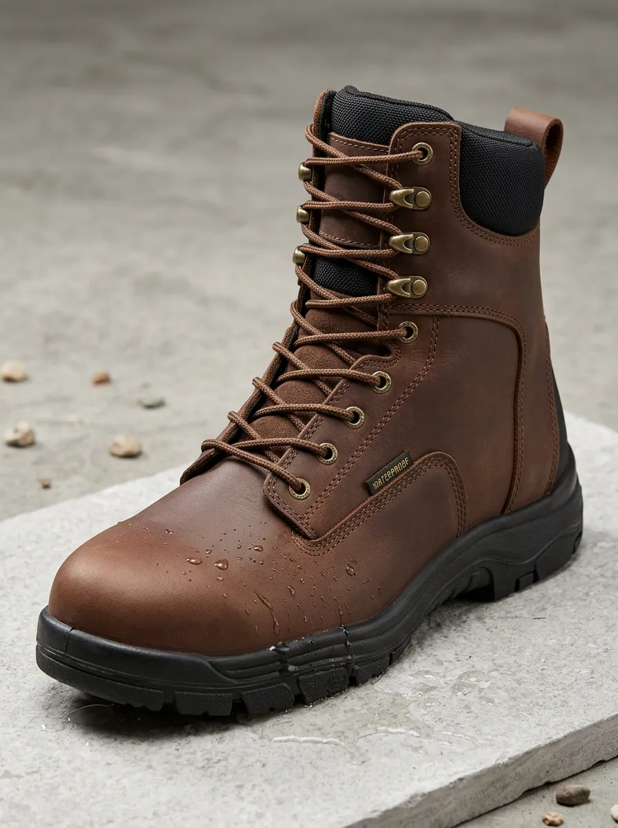 Urban-Utility Leather-Look Men's Waterproof Work Boots