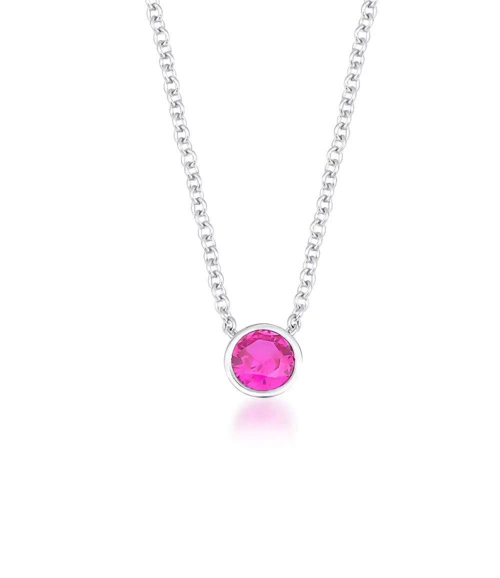 Delicate Bezel Set Solitaire Ruby Necklace