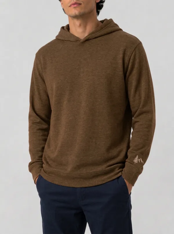 Men's Mountain Pine Tree Graphic Pullover Ribbed-Cuff Hoodie