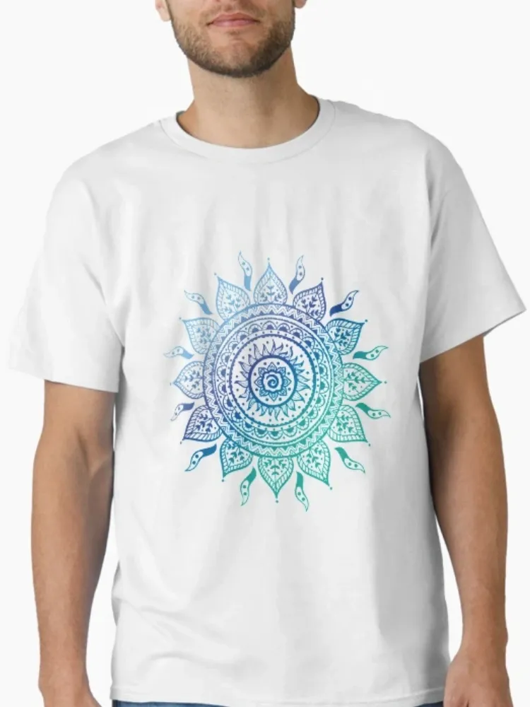 Women's artistic mandala pattern round-neck short-sleeved T-shirt