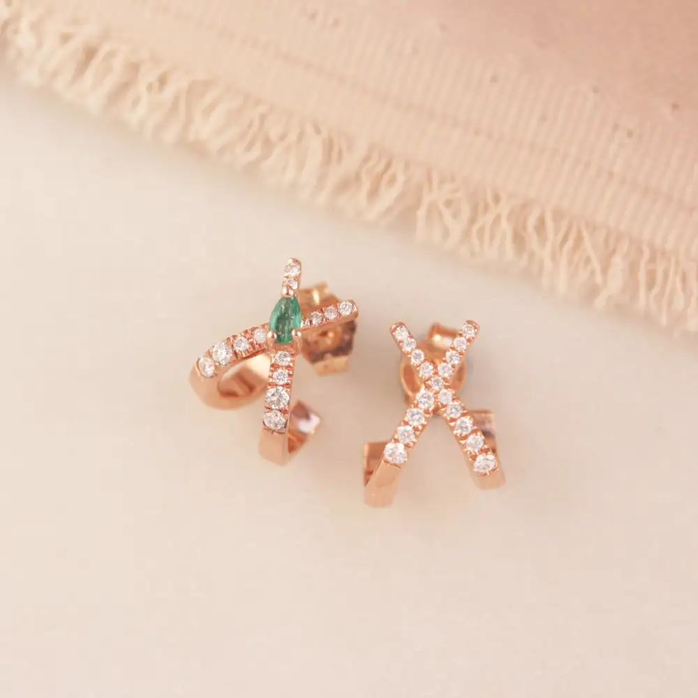 Earrings Diamond Earrings With Pear-Shaped Emerald