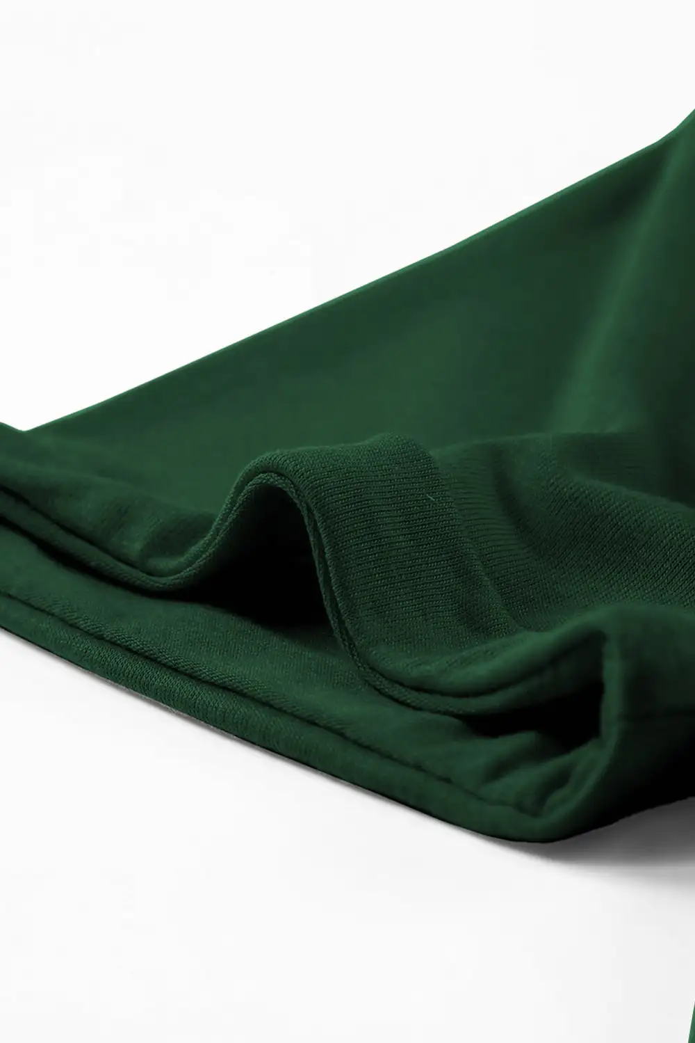 Green Casual Plain Crew Neck