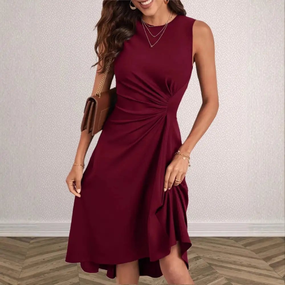 Women's Wrap Sleeveless Asymmetric Evening Dress