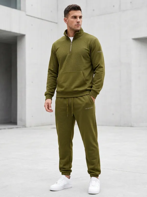 Men's Modern Topographic Pattern Print Jogger Set