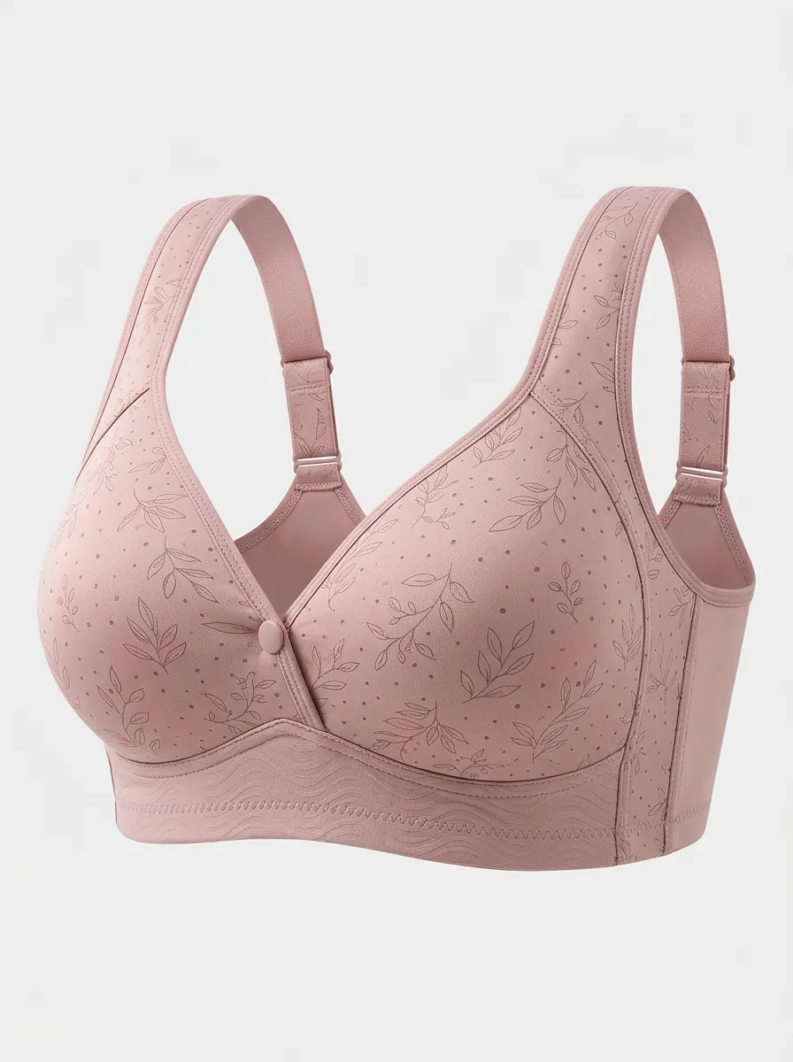 Women's Plus Size Floral Leaf Wireless Bra