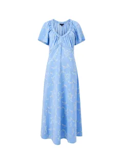 Draped Printed V-Neck Dress