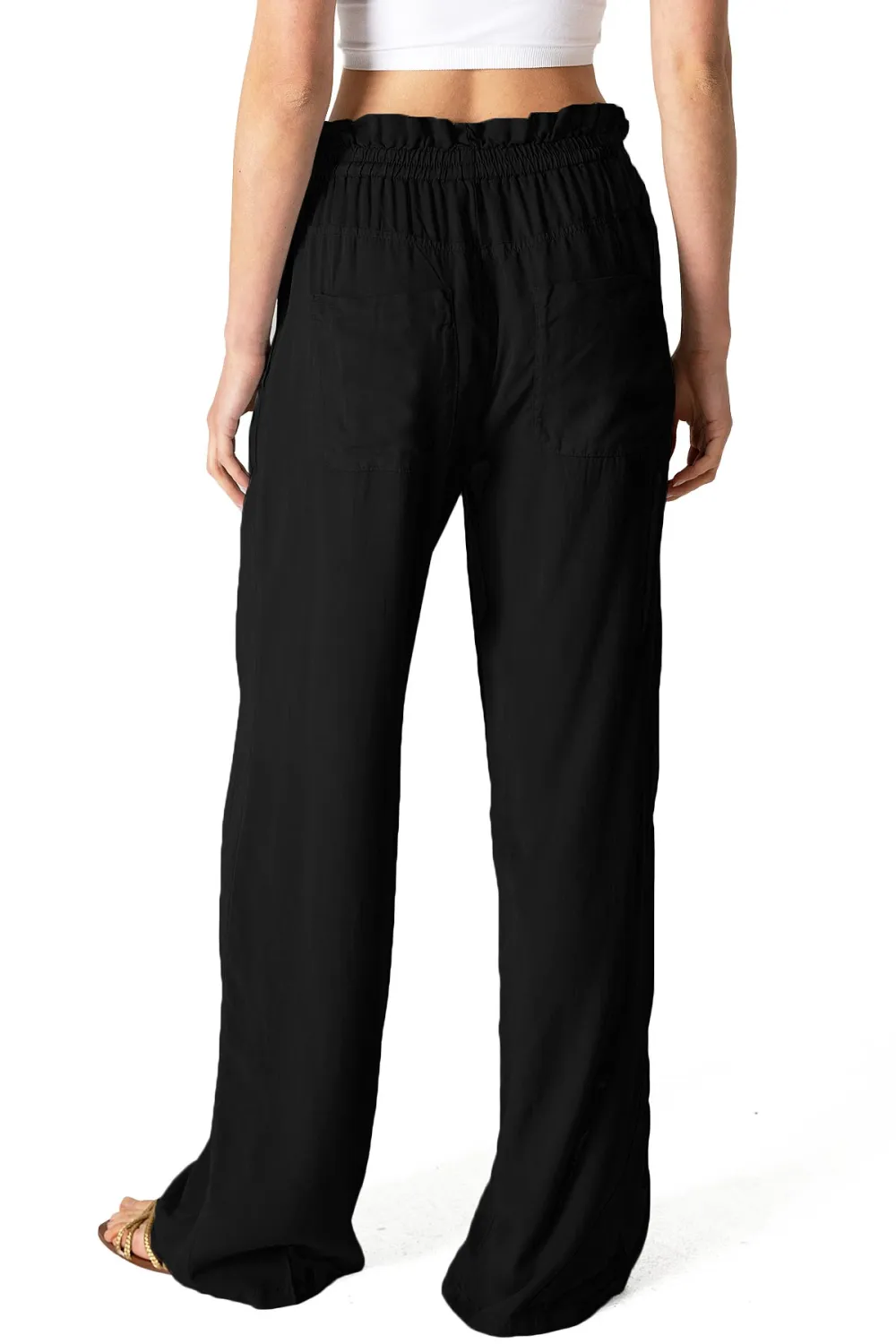 Light Blue Elastic - Waist Wide - Leg Pants