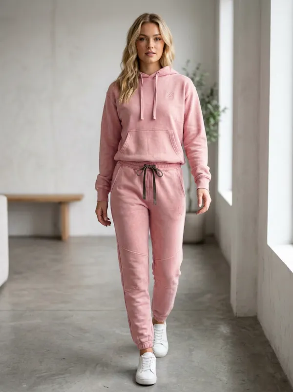 Women's Olive Pigment-Dyed Hoodie and Jogger Set