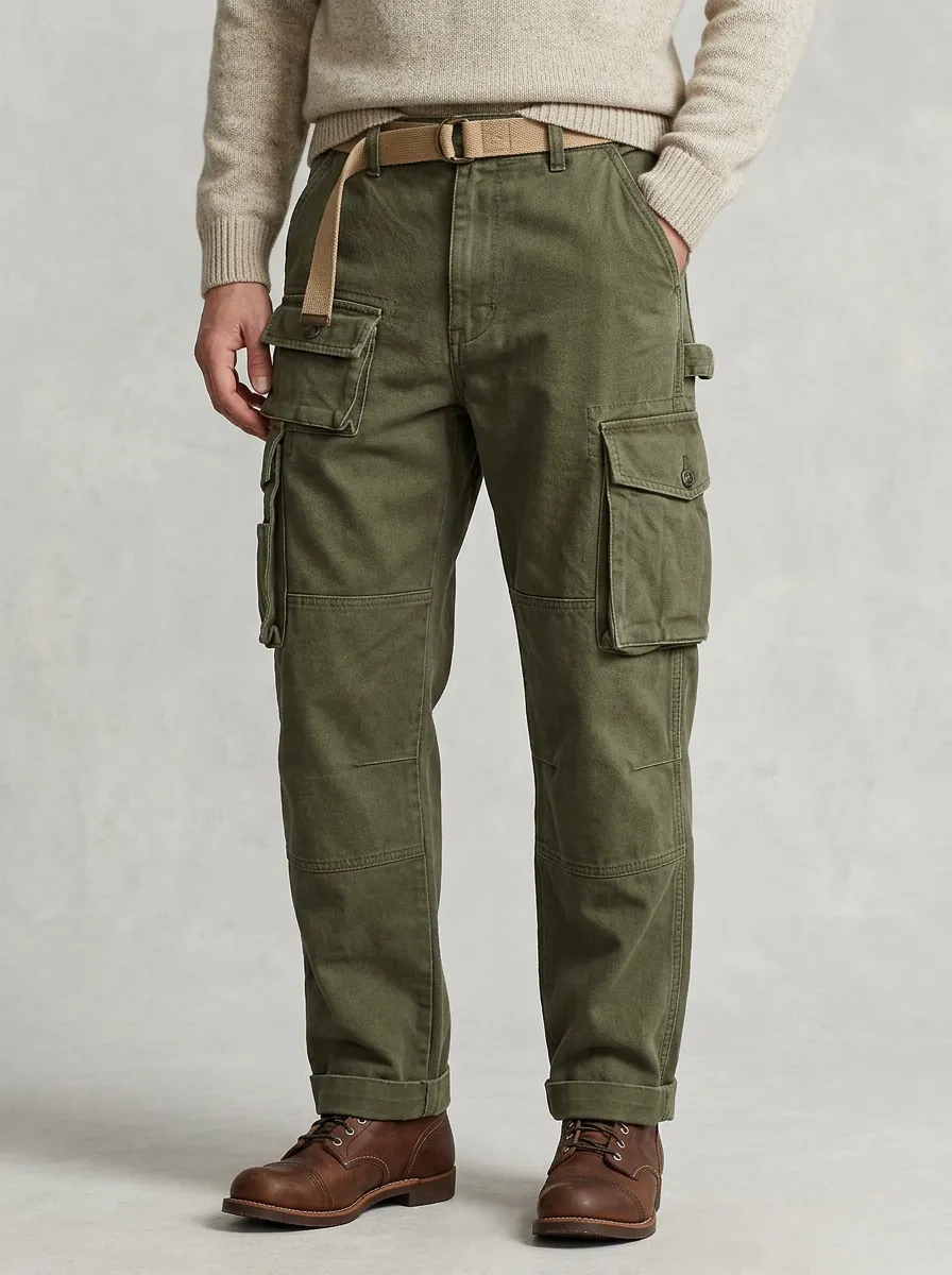 Men's Relaxed Canvas Military Cargo Pants