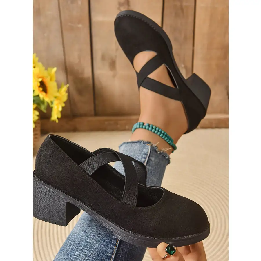 Crisscross Block Heel Pumps