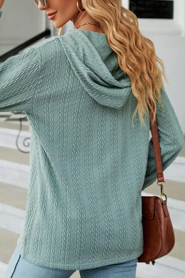 Women's Textured Long Sleeve Button Detail Top