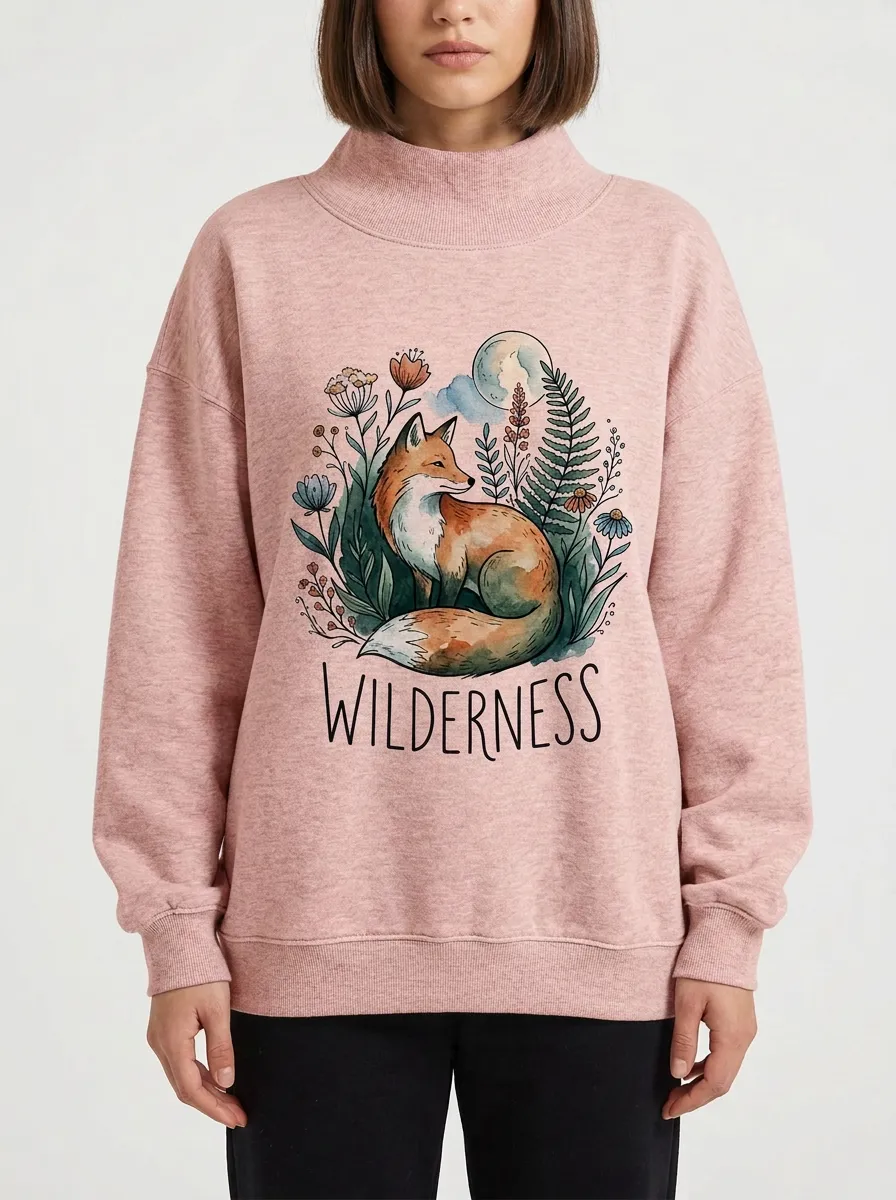 Women's Nature Wilderness Fox Floral Graphic Sweatshirt