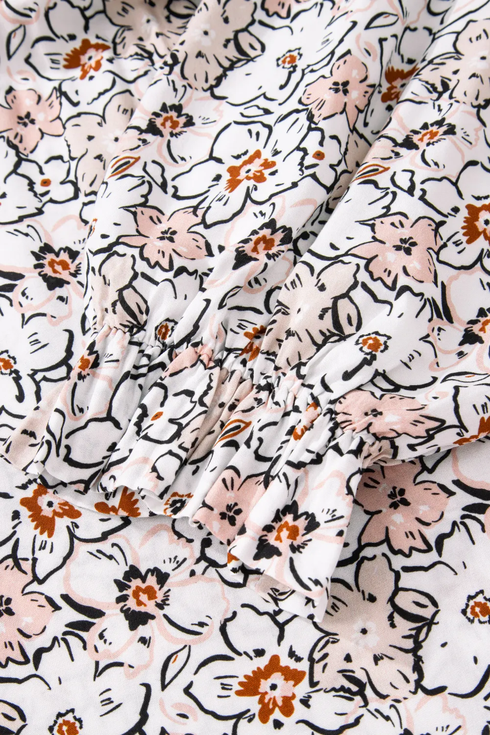 Khaki Bold Floral Print Frilled Shirt