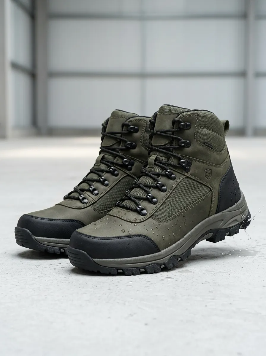 Unisex Waterproof Olive Green Waterproof Tactical Printed Work Boots