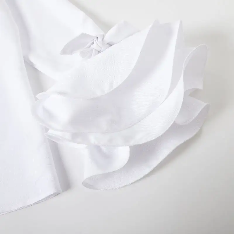 Women's Cotton Ruffled Lapel-Collar Blouse