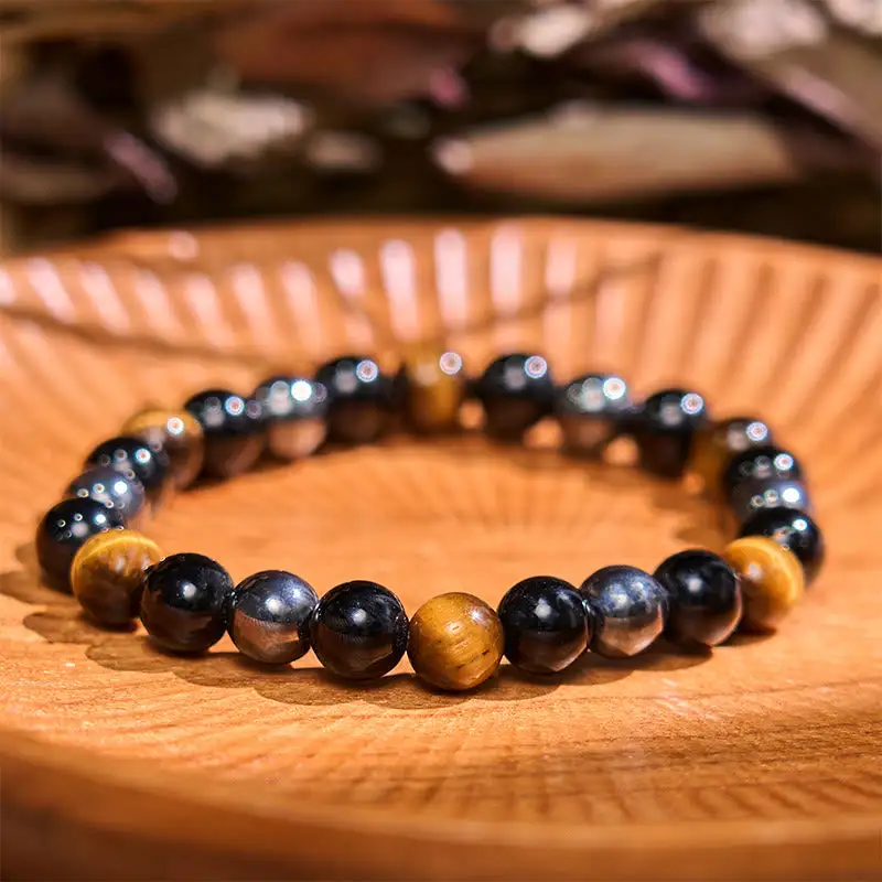 Classic Natural Tiger Eye Obsidian Hematite Powerful Bracelet
