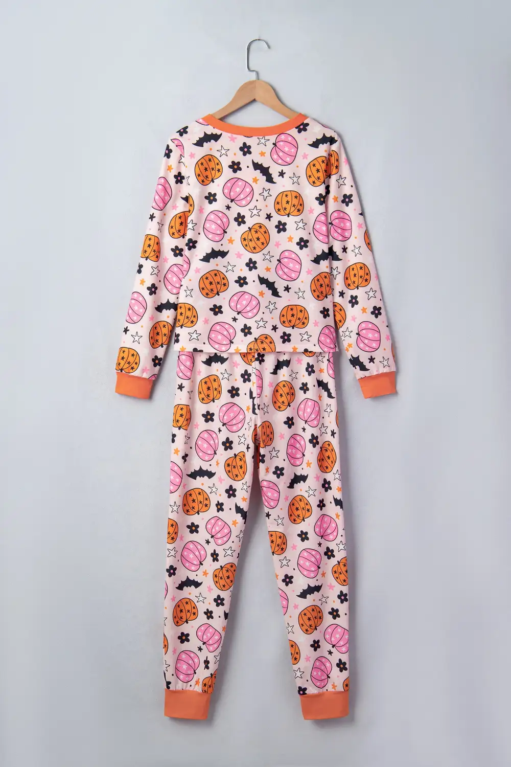 Women's Halloween Pumpkin Print Long Sleeve Home Wear Lounge Set