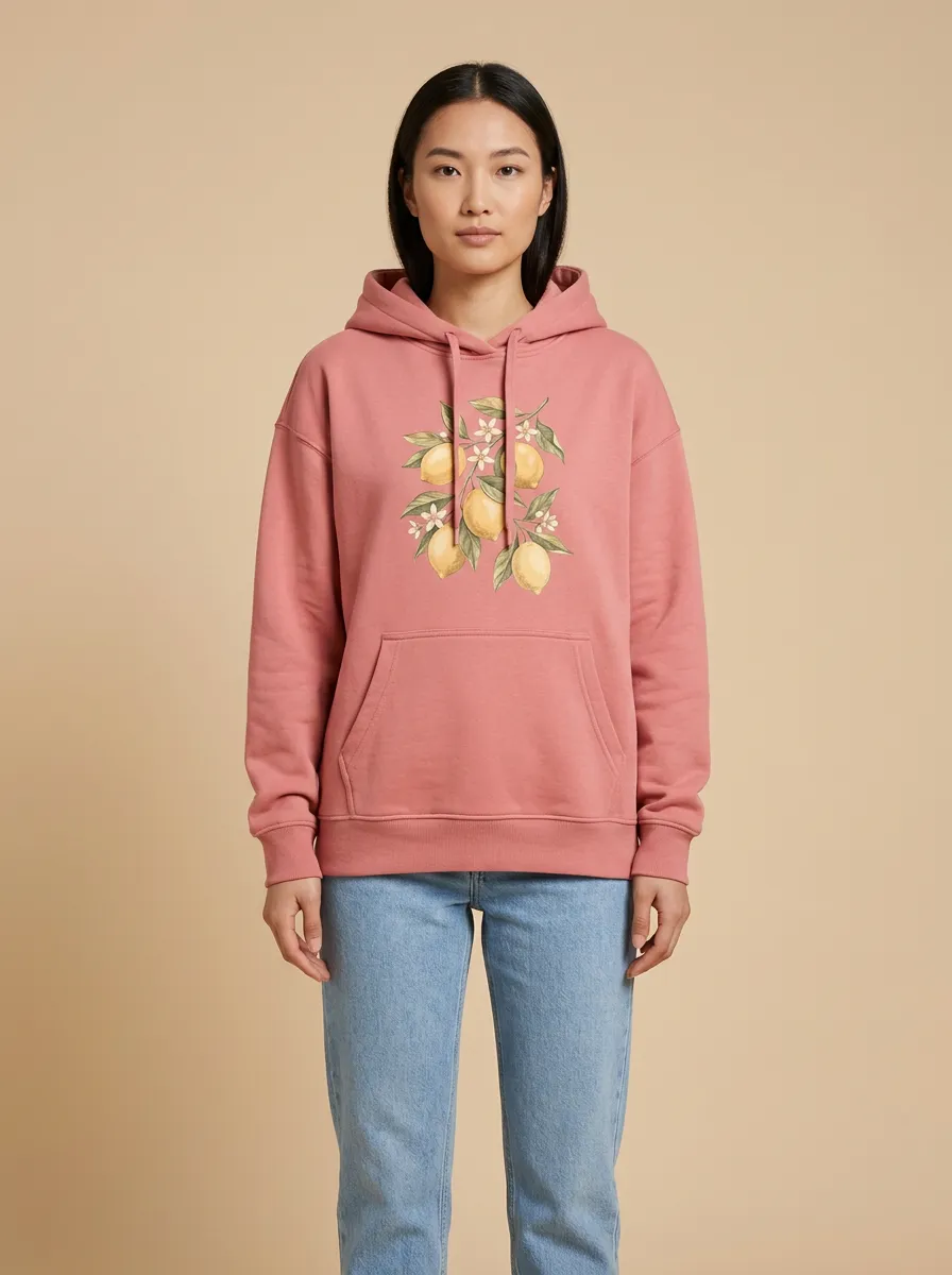 Women's Hooded Drawstring Graphic Rib-Trim Relaxed-Fit Hoodie