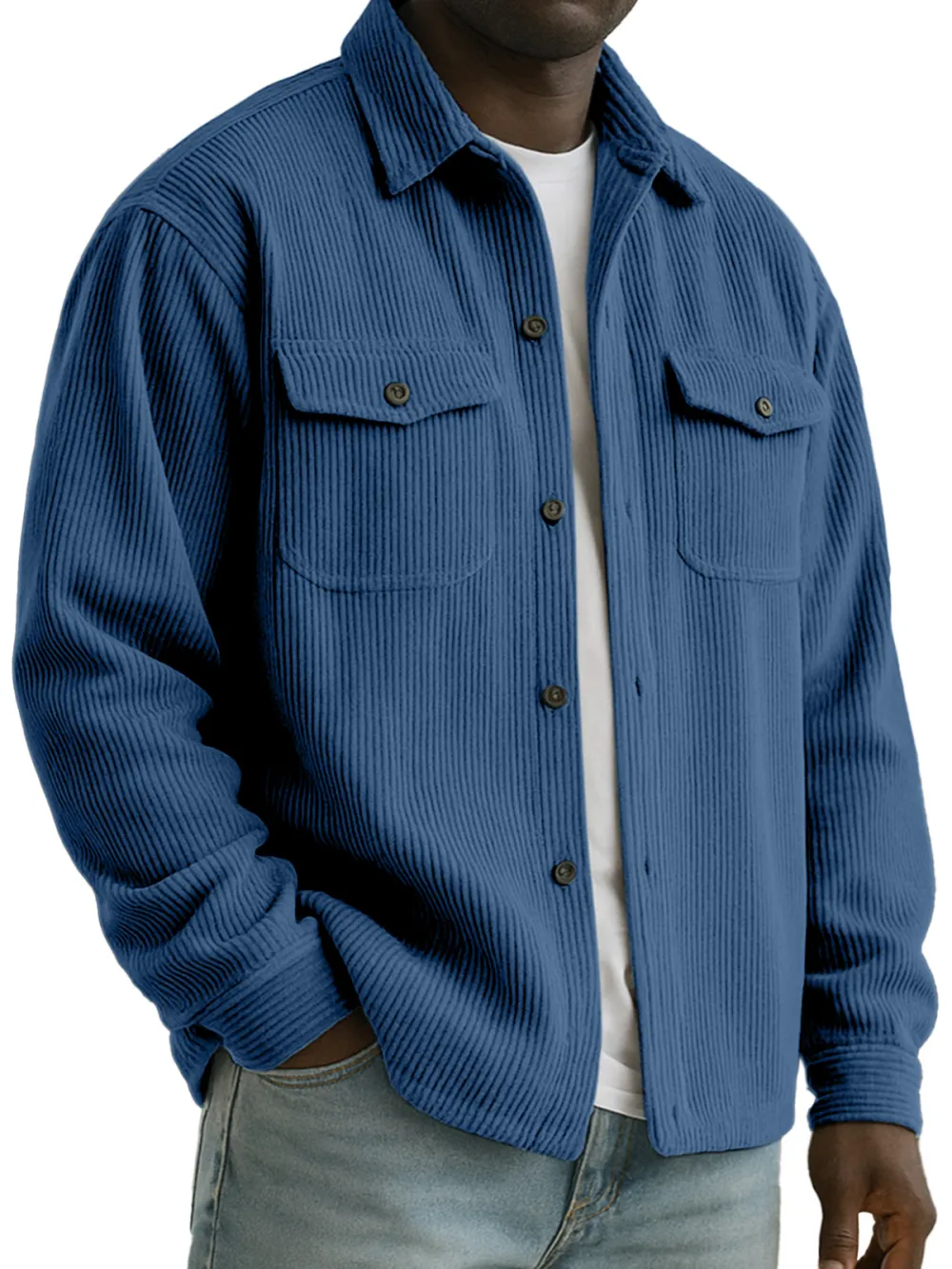 Corduroy Open Collar Jacket