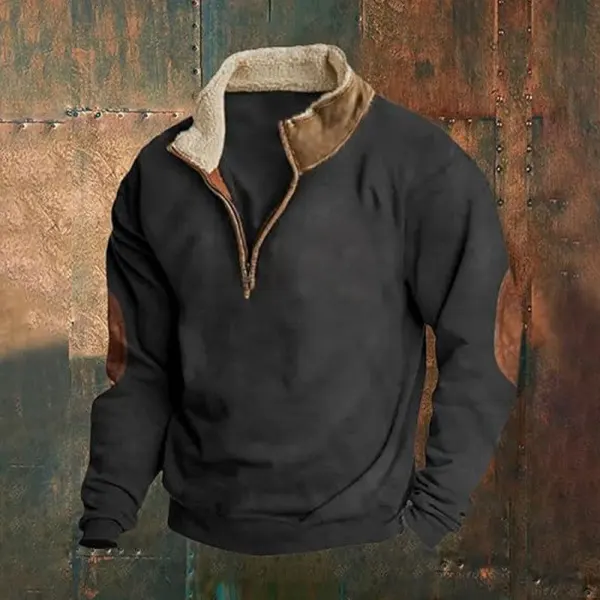 Long Sleeve Embroidered Half Zip Hoodie