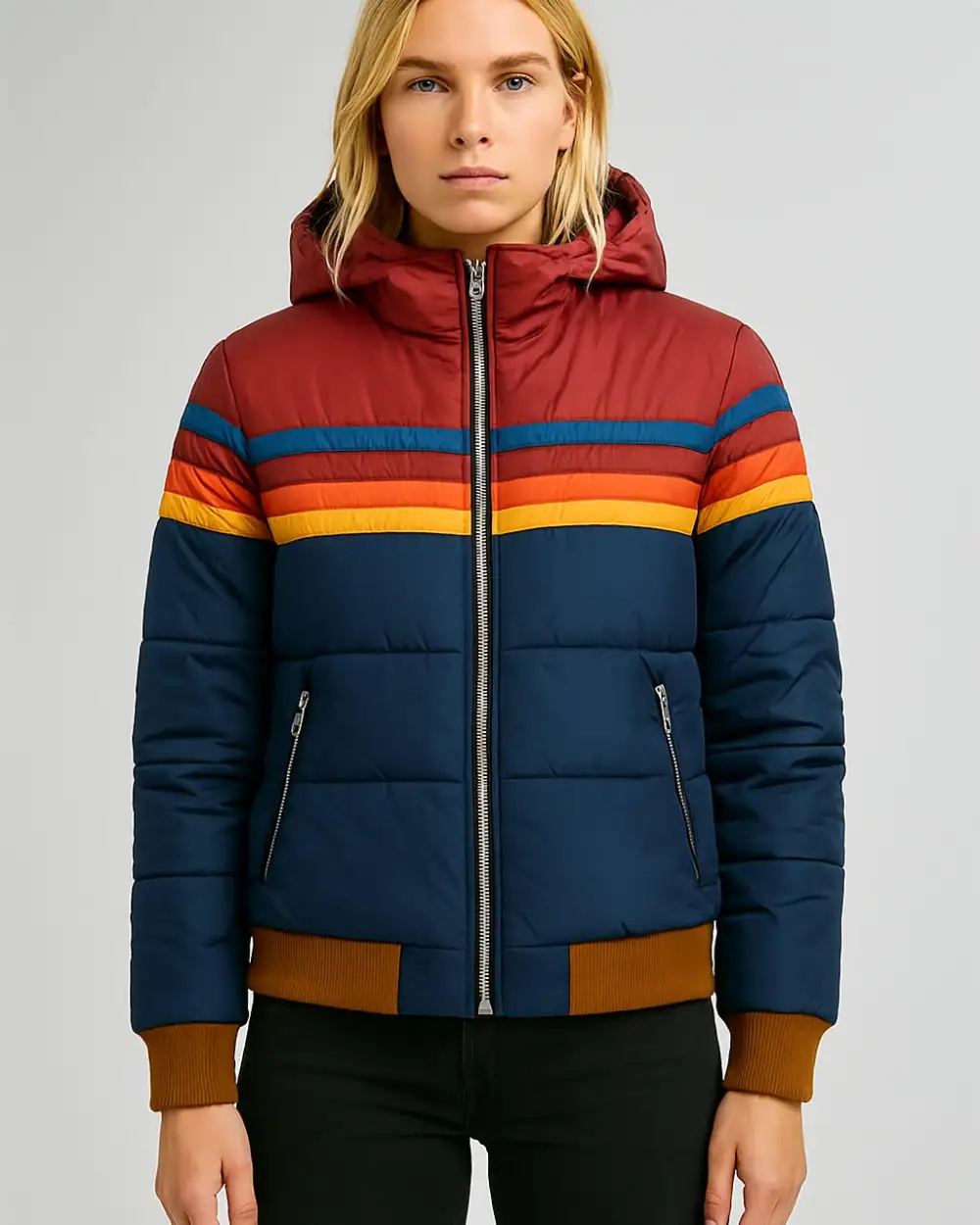 Women's Puffer Jacket With Flattering Silhouette and