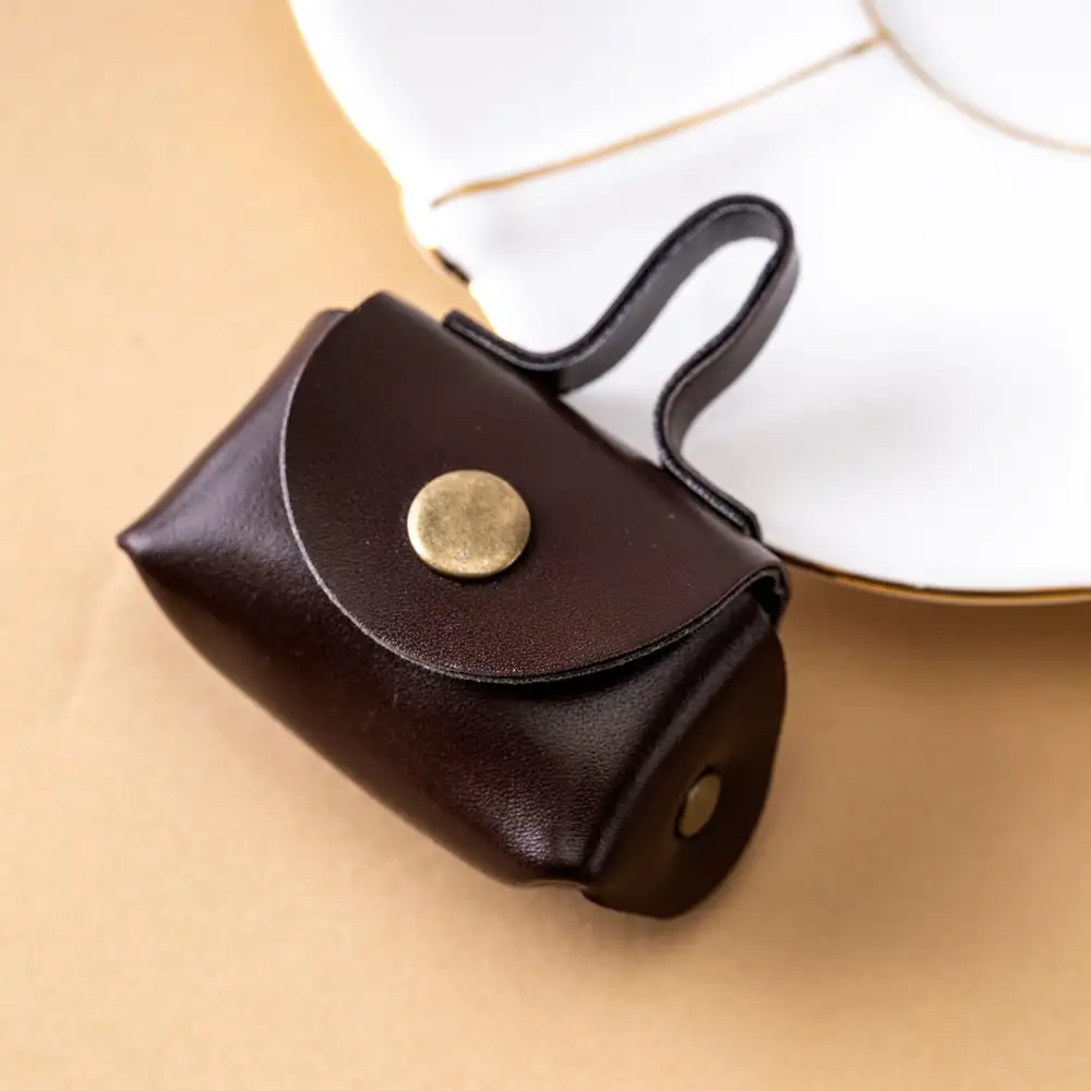 Compact Mini Bag Keychain Pendant Pu Leather Coin Purse Accessory